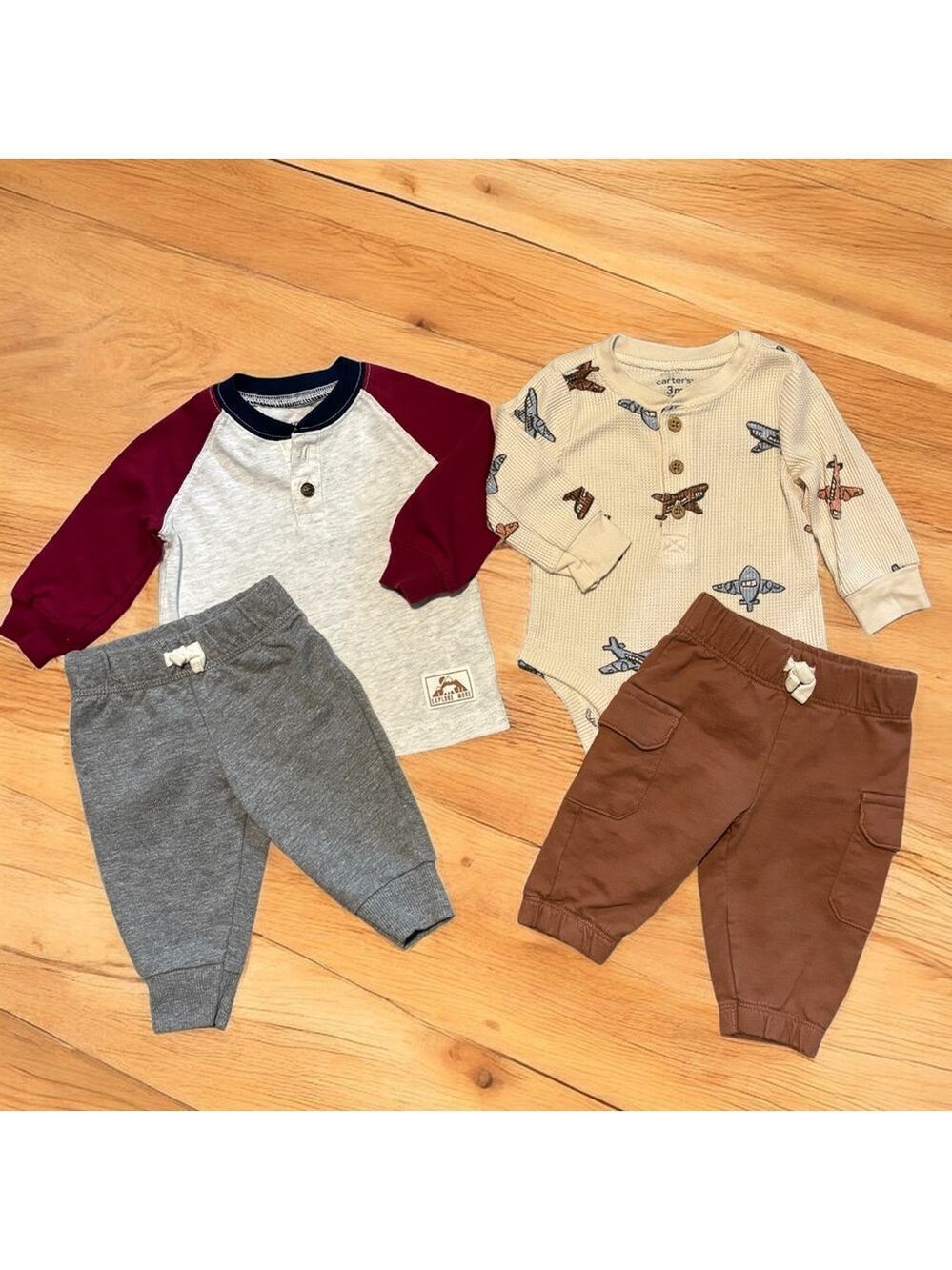 NWOT Carter's 4 piece Baby Clothing Set Airplanes & Wilderness Themes 3 month